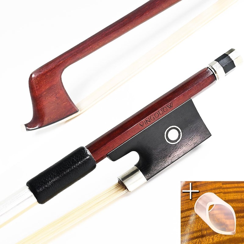 VINGOBOW Brazilwood Violin Bow 4/4 Full Size 74.5cm Ebony Frog Natural Mongolian White Horsehair Well Balanced Sweet Tone - Image 1